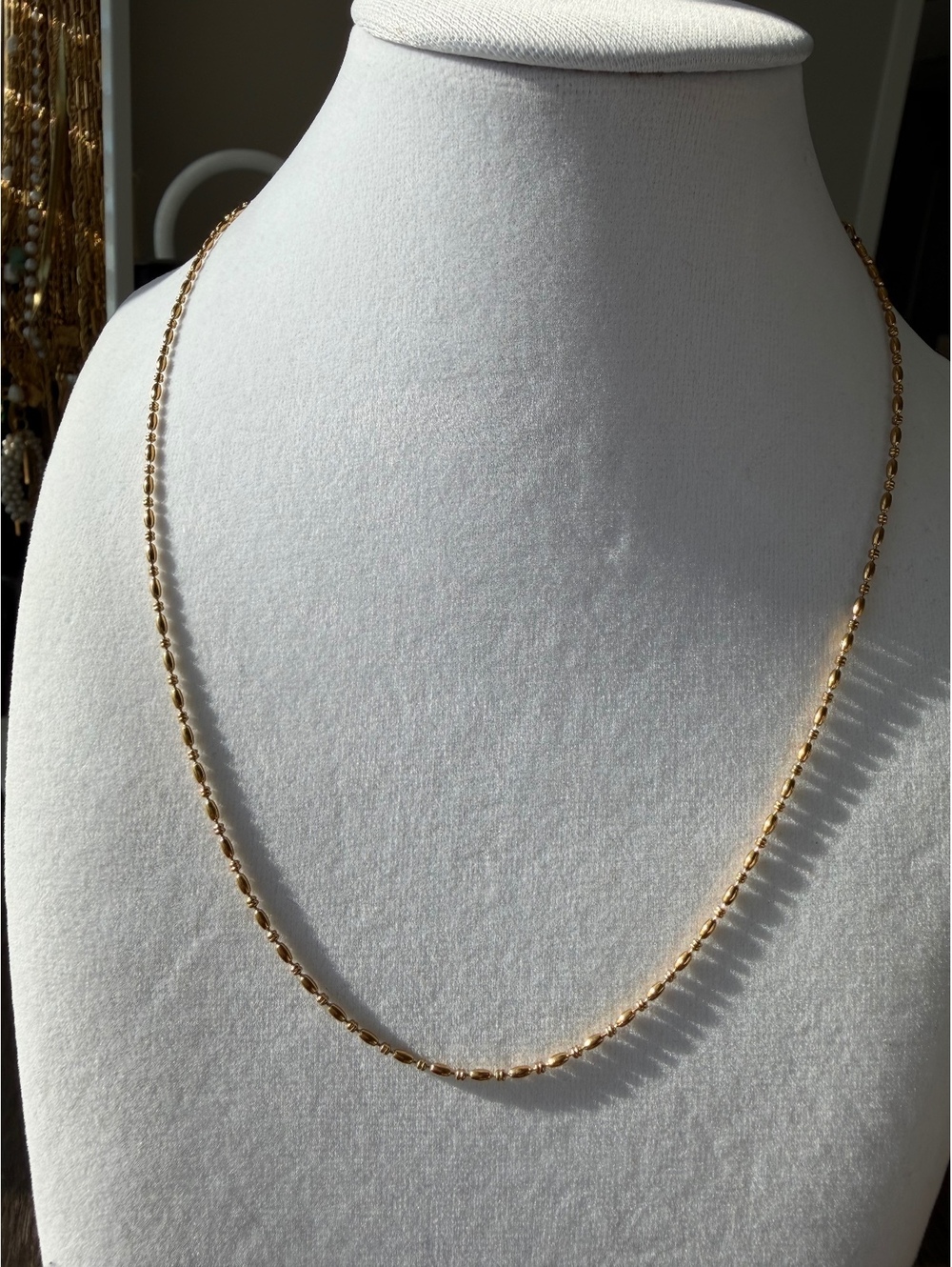 Non-Tarnish 18K Gold Plated Beaded Chain Necklace